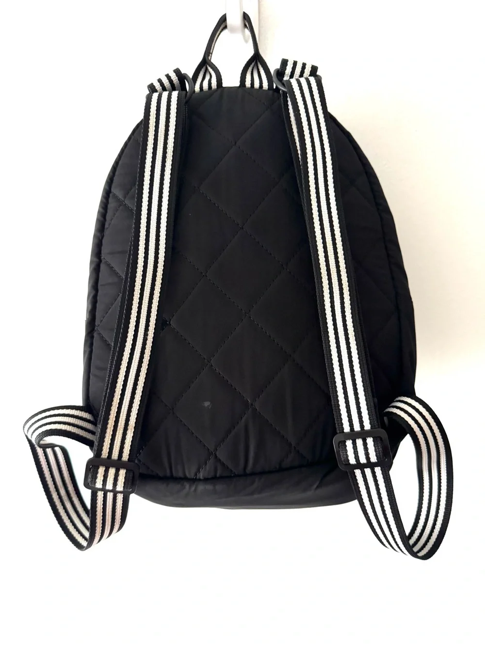 adidas Mini Black Backpack with White Logo and Striped Straps - Picture 2 of 10